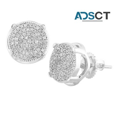 10K Diamond Concave Disc Earrings (0.30c